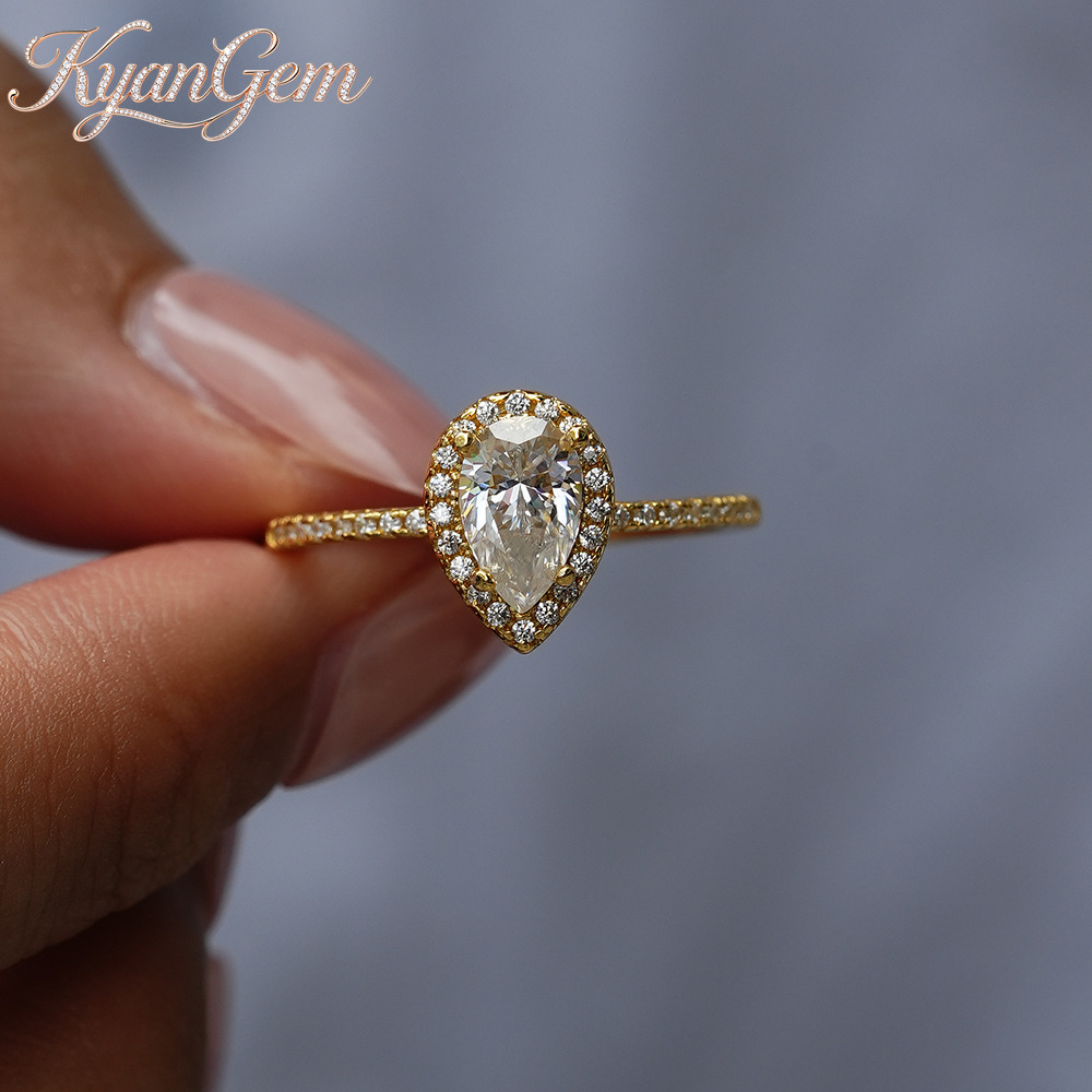 Moissanite Engagement Ring 1 Carat - خاتم موسانيت حقيقي من الذهب عيار