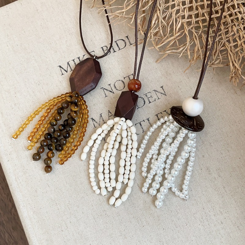 Pearl Choker Necklace Vintage - قلائد مينار ريترو بحجر طبيعي عين