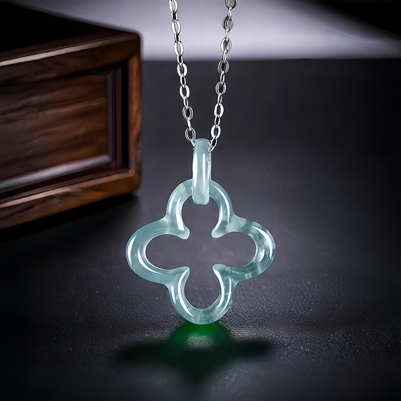 Necklaces - قلادة دلاية من الجاديت الأزرق بأربع