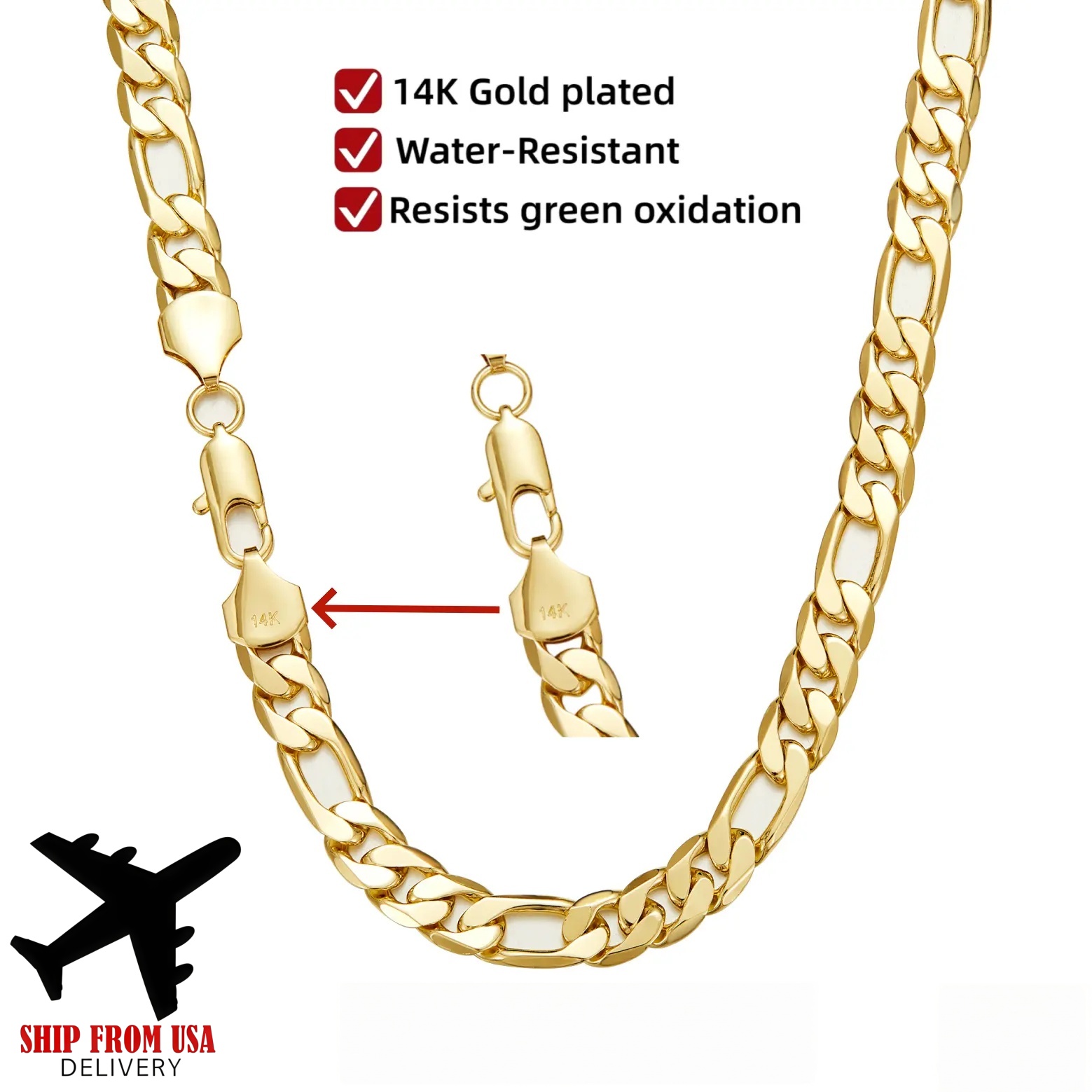 Cuban Link Chain 12Mm - سلسلة ذهبية مطلية بالذهب عيار 14