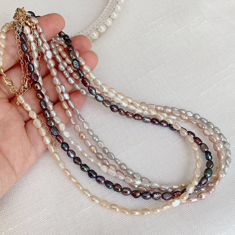 Pearl Choker Necklace Vintage - قلادة لؤلؤ المياه العذبة الطبيعية للنساء