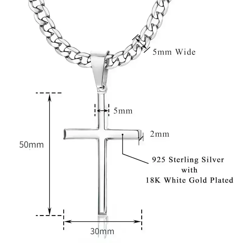 925 فضة الصليب قلادة للرجال ال - مراجعة 925 Sterling Silver Chain Necklace Men وسعره