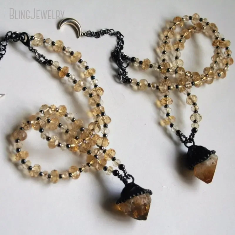 8 قطع من قلادة شوكر مصنوعة من  - مراجعة Crystal Pendant Necklace Natural Stone وسعره