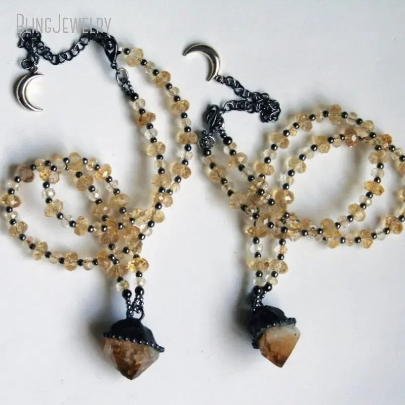 8 قطع من قلادة شوكر مصنوعة من  - مراجعة Crystal Pendant Necklace Natural Stone وسعره