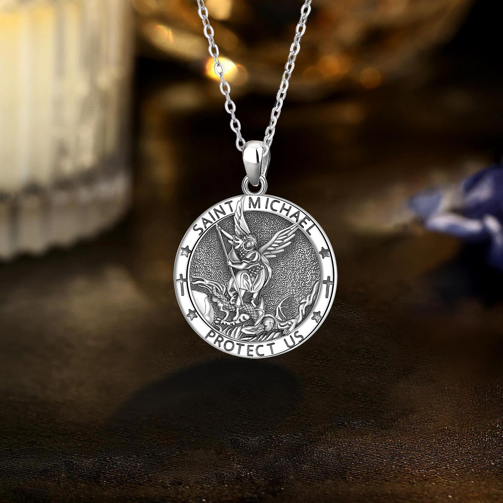 يودورا سانت مايكل قلادة 925 فض - مراجعة 925 Sterling Silver Chain Necklace Men وسعره