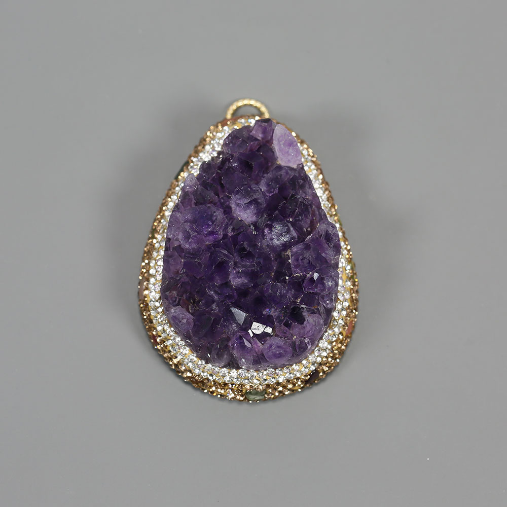 الطبيعية الأرجواني جمشت الكوار - مراجعة Crystal Pendant Necklace Natural Stone وسعره