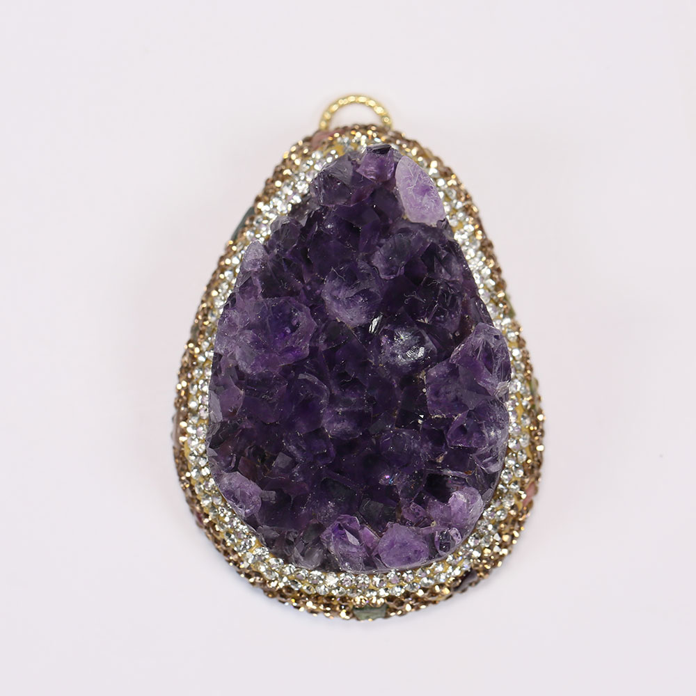 الطبيعية الأرجواني جمشت الكوار - مراجعة Crystal Pendant Necklace Natural Stone وسعره