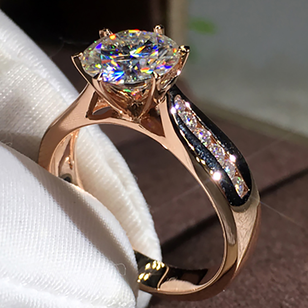 مخصص الصلبة 14K Au585 الذهب ال - مراجعة Moissanite Engagement Ring 1 Carat وسعره