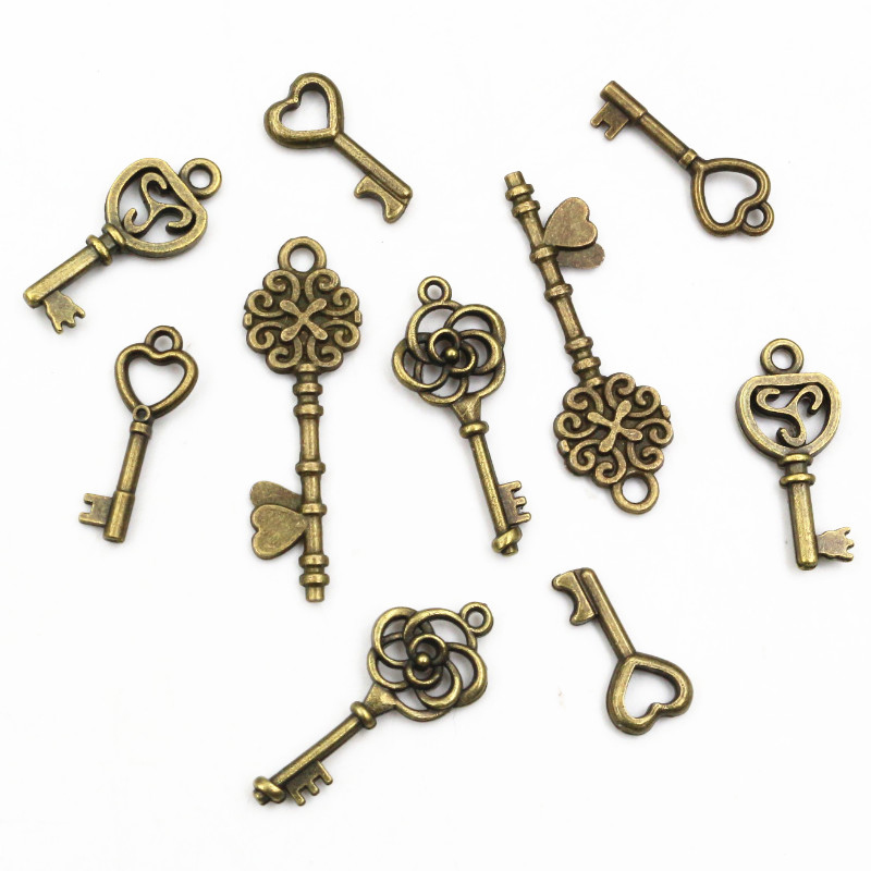 40 قطعة مفتاح Charms المعلقات  - مراجعة Heart Locket Necklace Photo وسعره