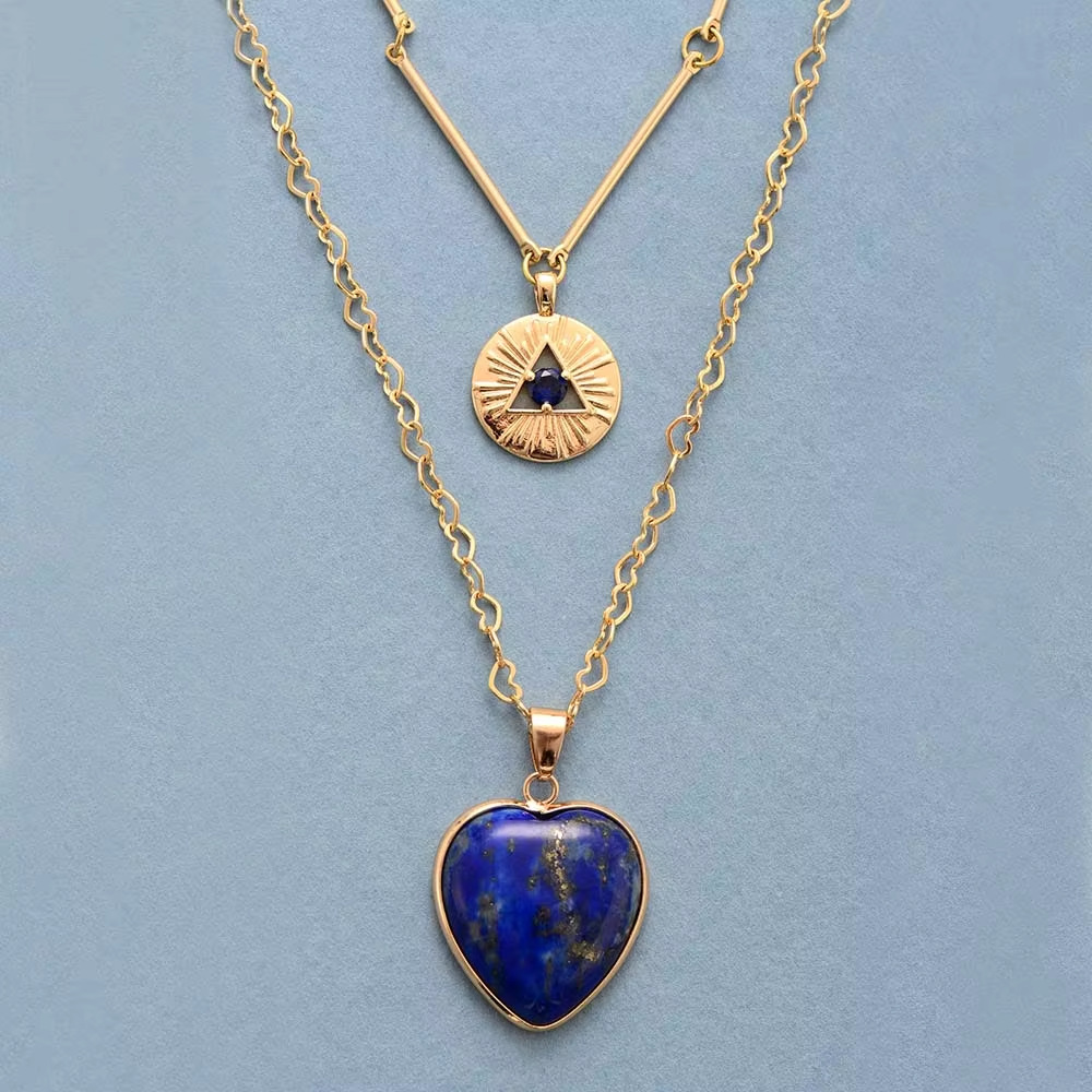 قلائد متعددة الطبقات، قلادة عل - مراجعة Layered Pendant Necklace Aesthetic وسعره